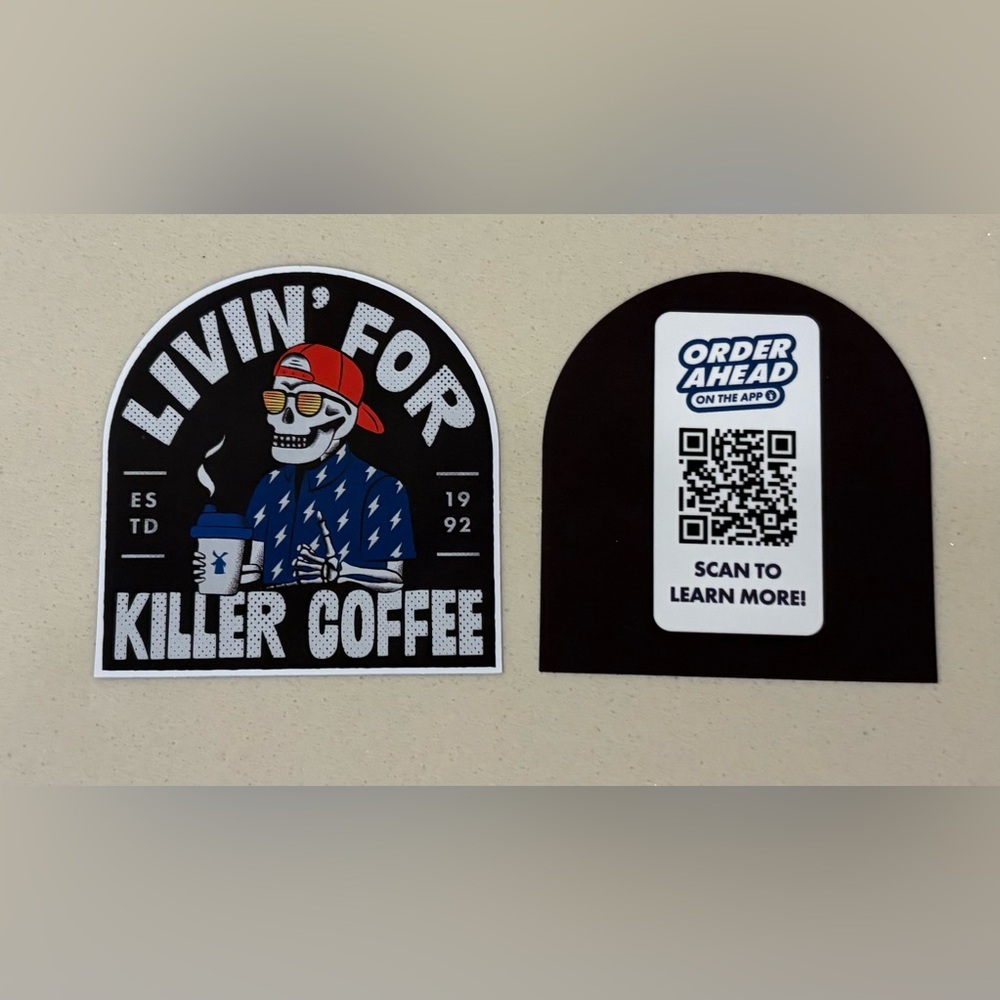 NWOT Dutch Bros Matte Black Steel 20oz Tumbler w/various New Dutch Bros Stickers - Picture 6 of 6